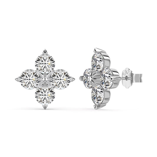 [Charm Aries Jewelry]Four-Leaf Charm Aries Eight-Pointed Star Earrings