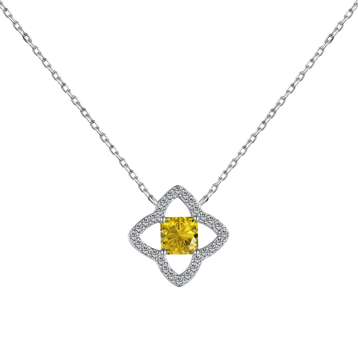 [Charm Aries Jewelry]Exquisite Flower Shape Princess Cut Necklace