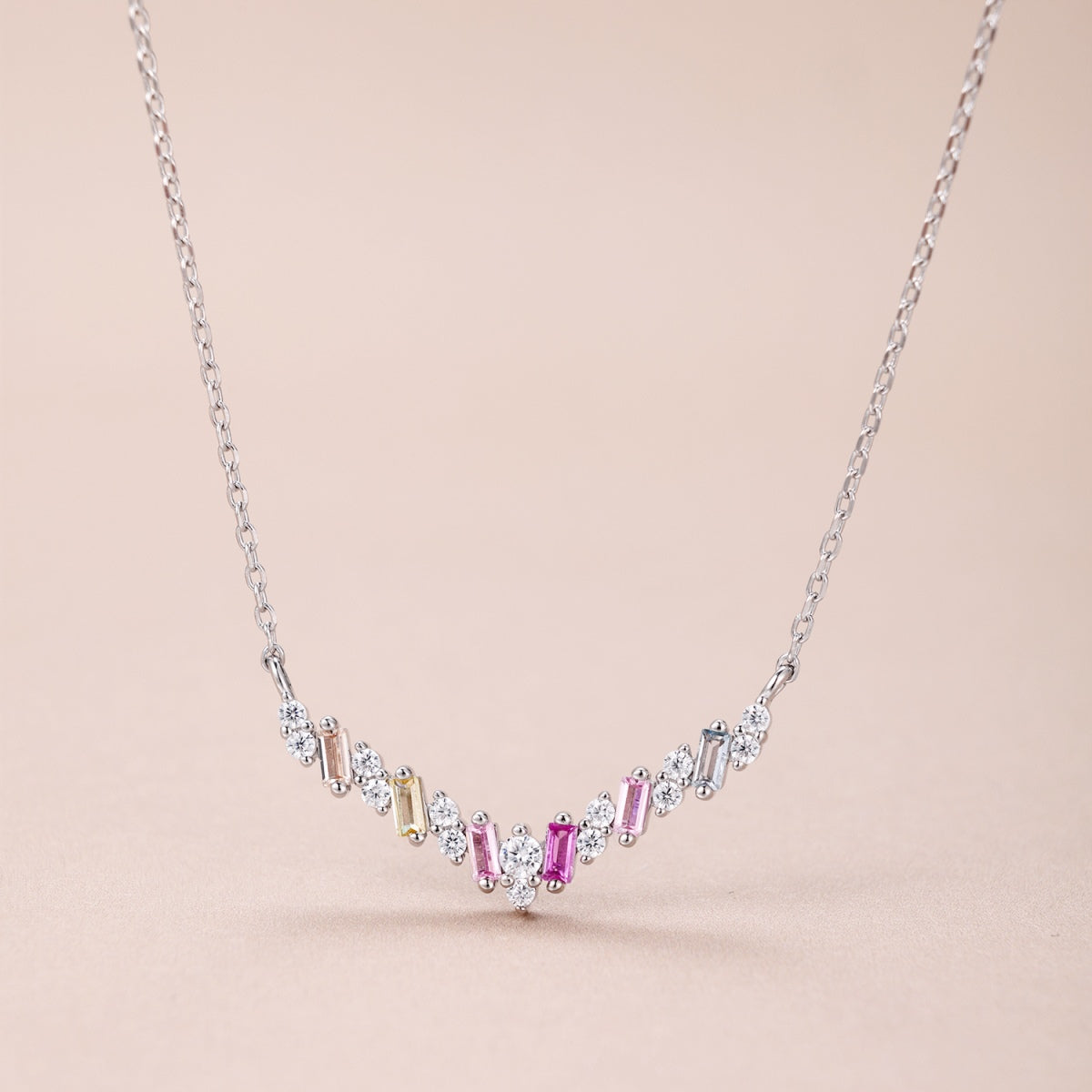 [Charm Aries Jewelry]Dazzling Rainbow Necklace