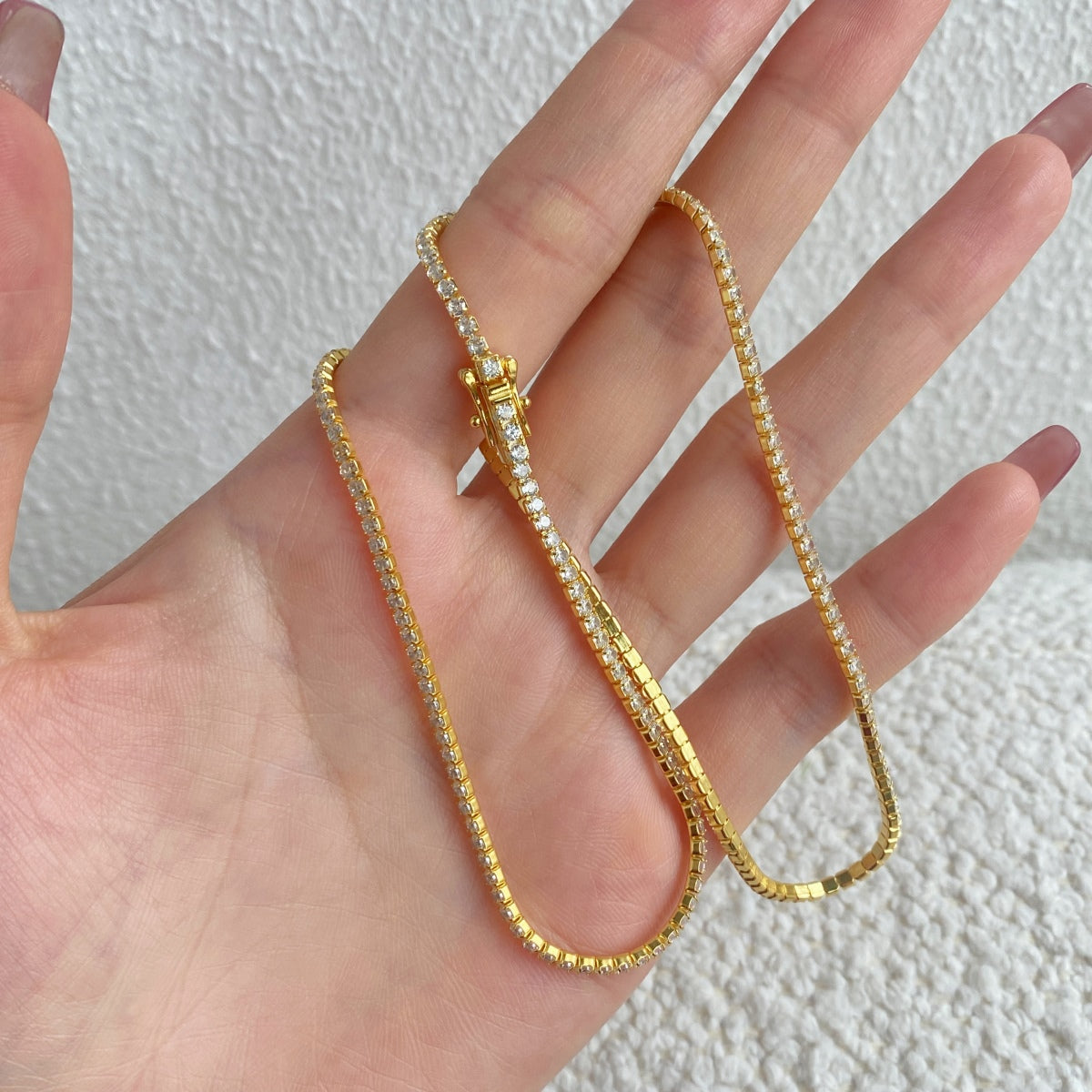 [Charm Aries Jewelry]Delicate Round Shape Tennis Necklace