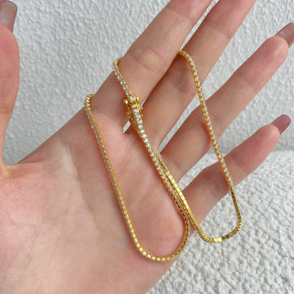 [Charm Aries Jewelry]Delicate Round Shape Tennis Necklace