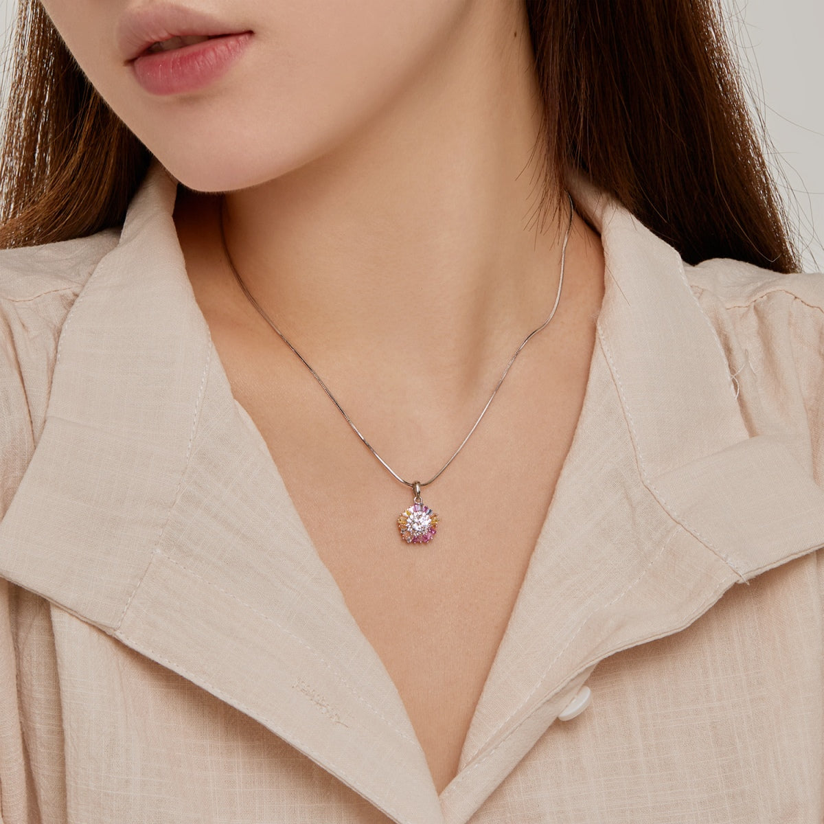 [Charm Aries Jewelry]Charming Flower Colorful Necklace