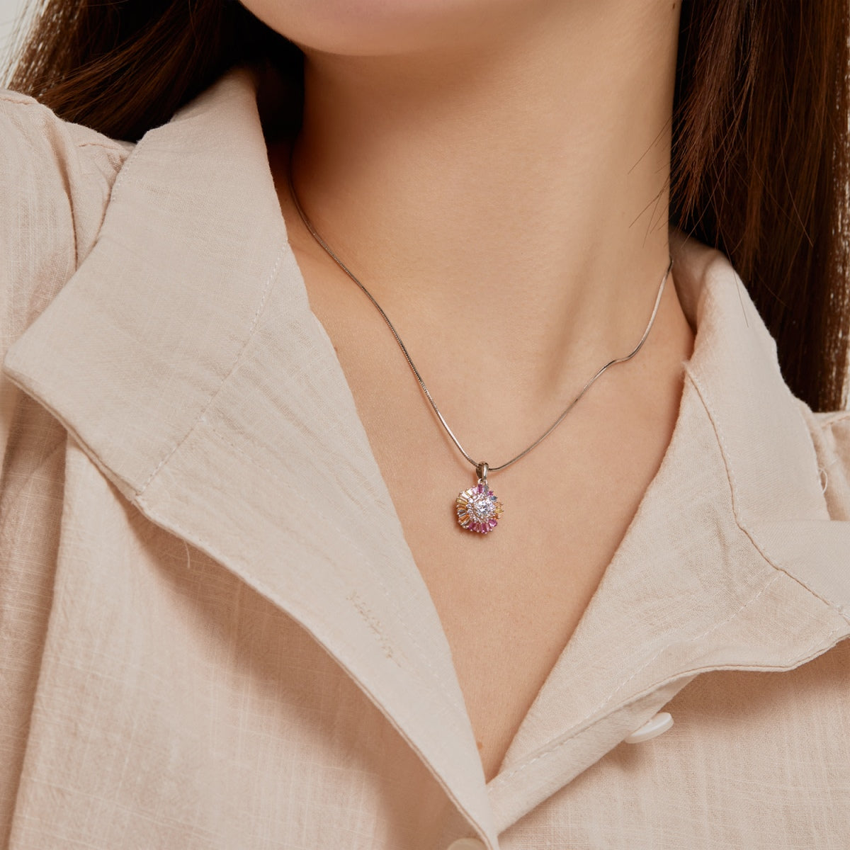 [Charm Aries Jewelry]Charming Flower Colorful Necklace