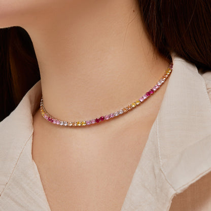 [Charm Aries Jewelry]Delicate Colorful Tennis Necklace