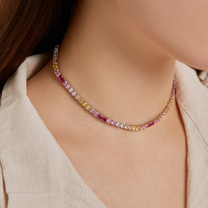 [Charm Aries Jewelry]Delicate Colorful Tennis Necklace