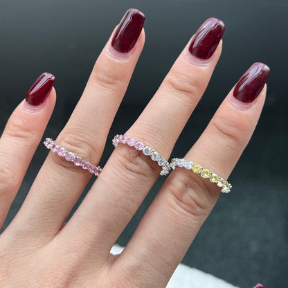 [Charm Aries Jewelry]Sparkling Round Cut Tennis Ring
