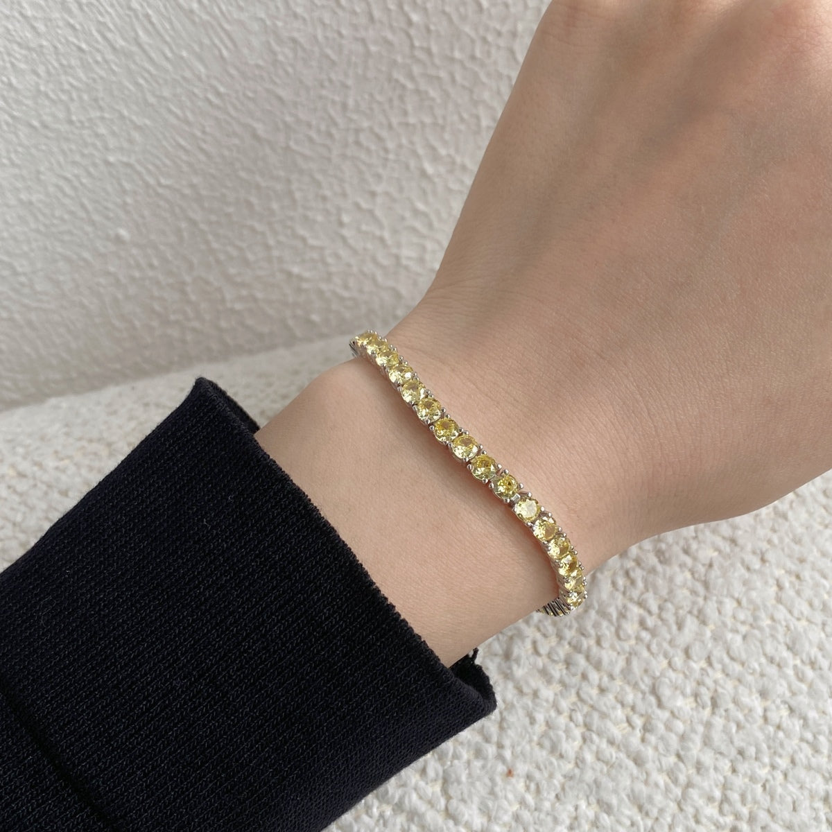 [Charm Aries Jewelry]Ornate Dazzling Round Cut Tennis Bracelet