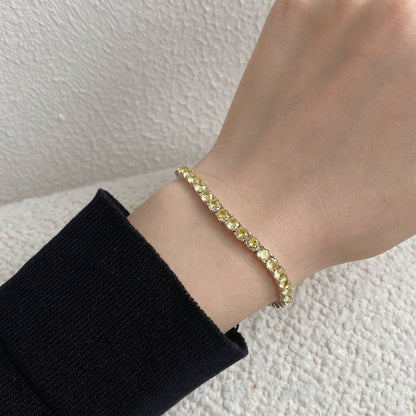[Charm Aries Jewelry]Ornate Dazzling Round Cut Tennis Bracelet