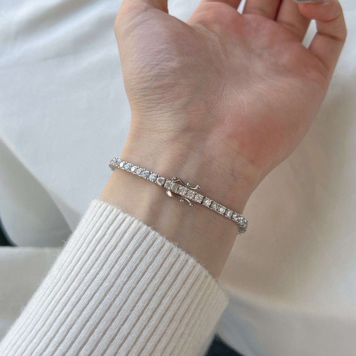[Charm Aries Jewelry]Dainty Charming Round Cut Tennis Bracelet