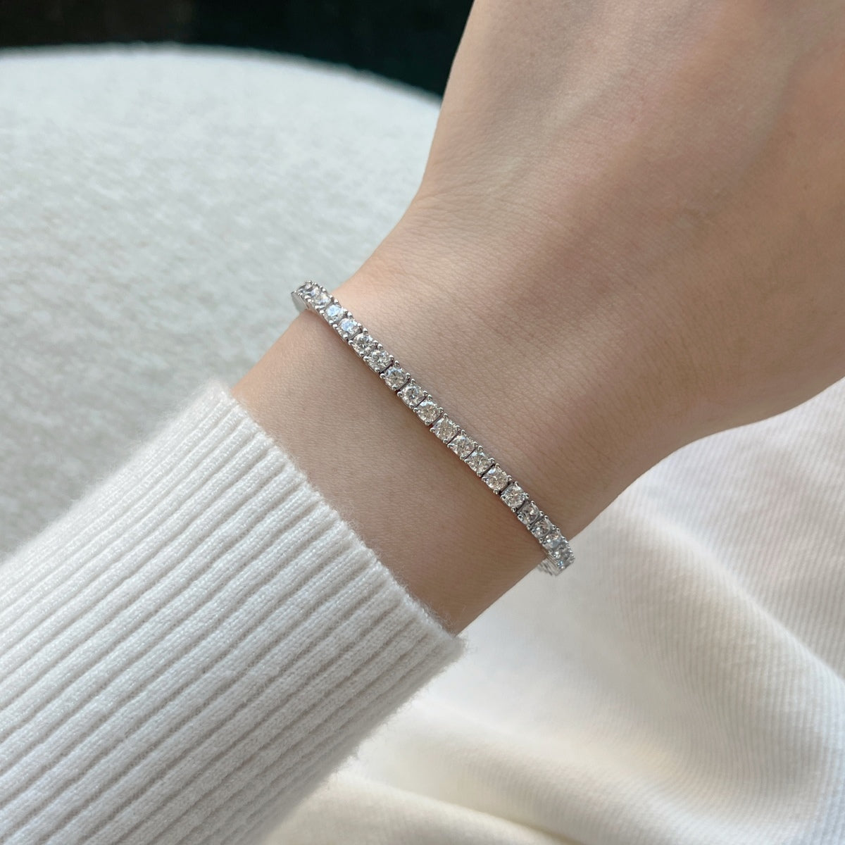 [Charm Aries Jewelry]Dainty Charming Round Cut Tennis Bracelet