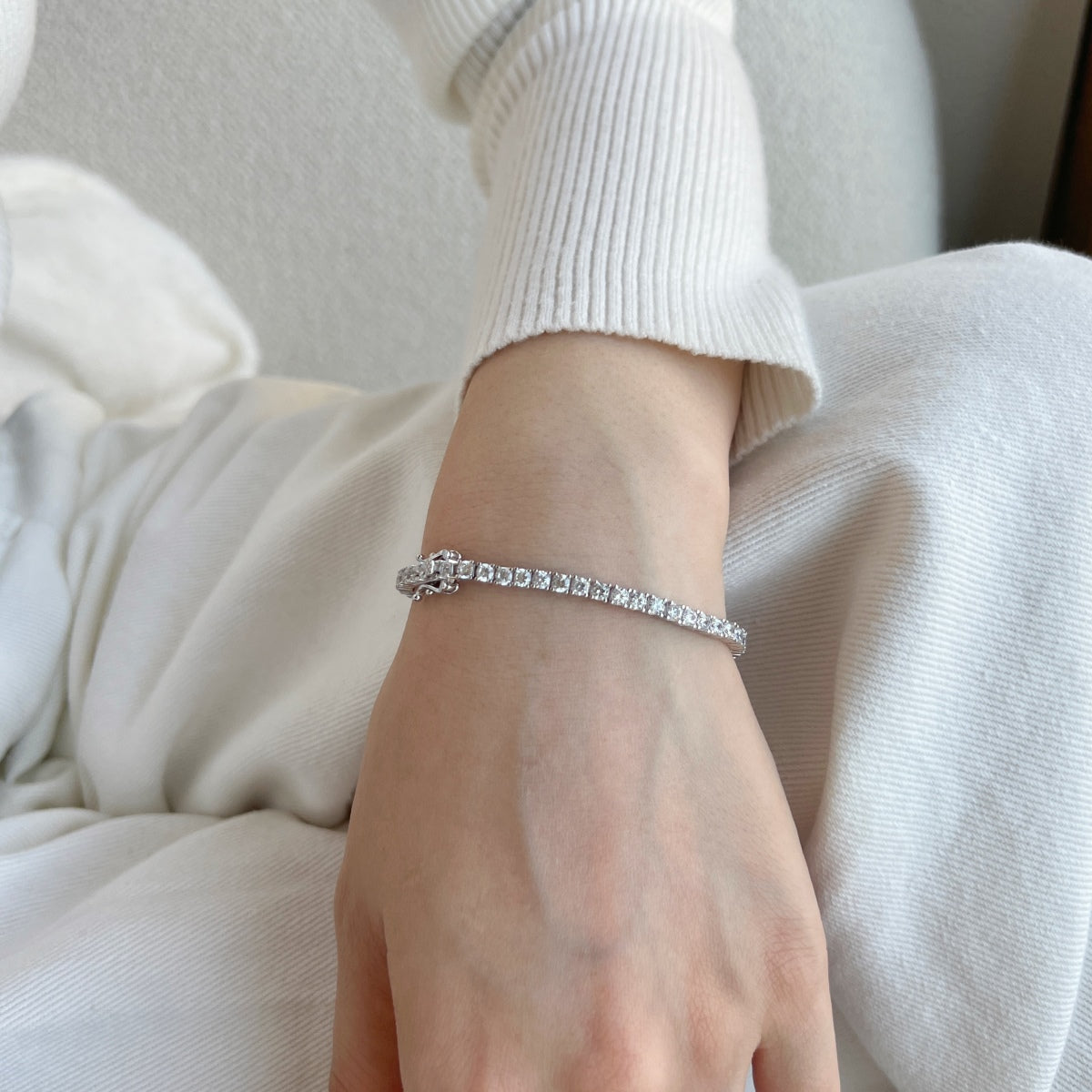 [Charm Aries Jewelry]Dainty Charming Round Cut Tennis Bracelet
