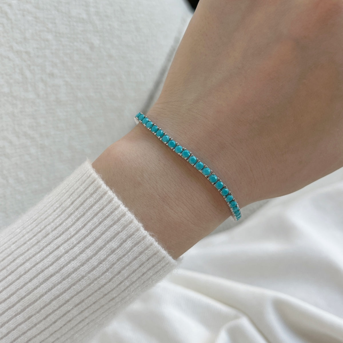 [Charm Aries Jewelry]Dainty Charming Round Cut Tennis Bracelet