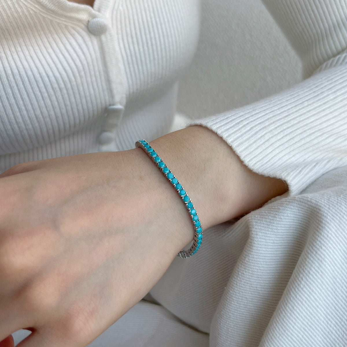 [Charm Aries Jewelry]Dainty Charming Round Cut Tennis Bracelet
