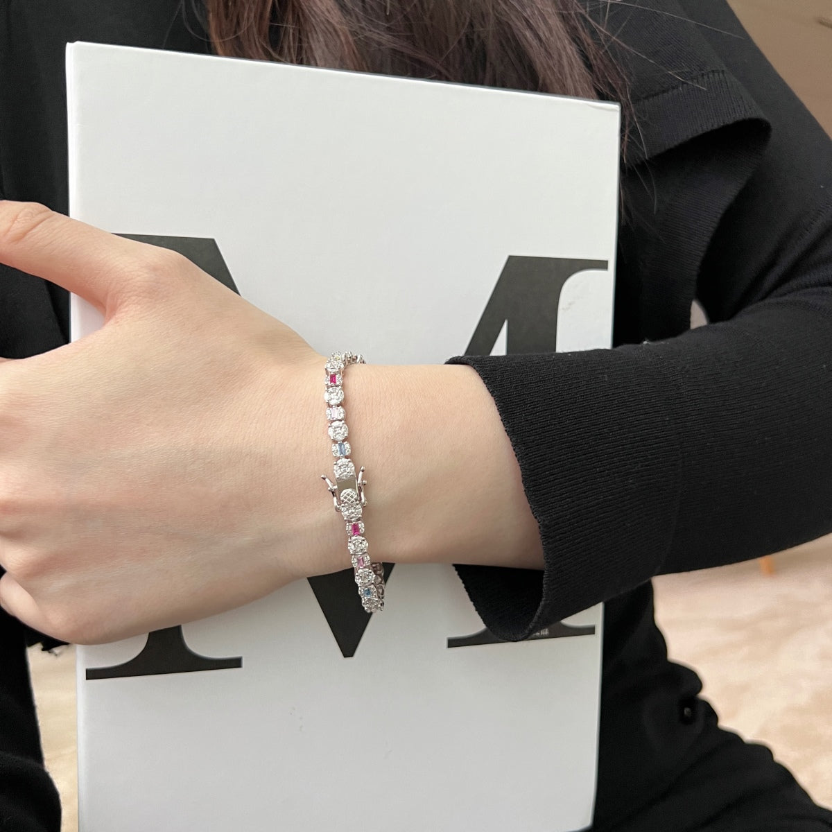[Charm Aries Jewelry]Dazzling Radiant Multi Cut Daily Bracelet
