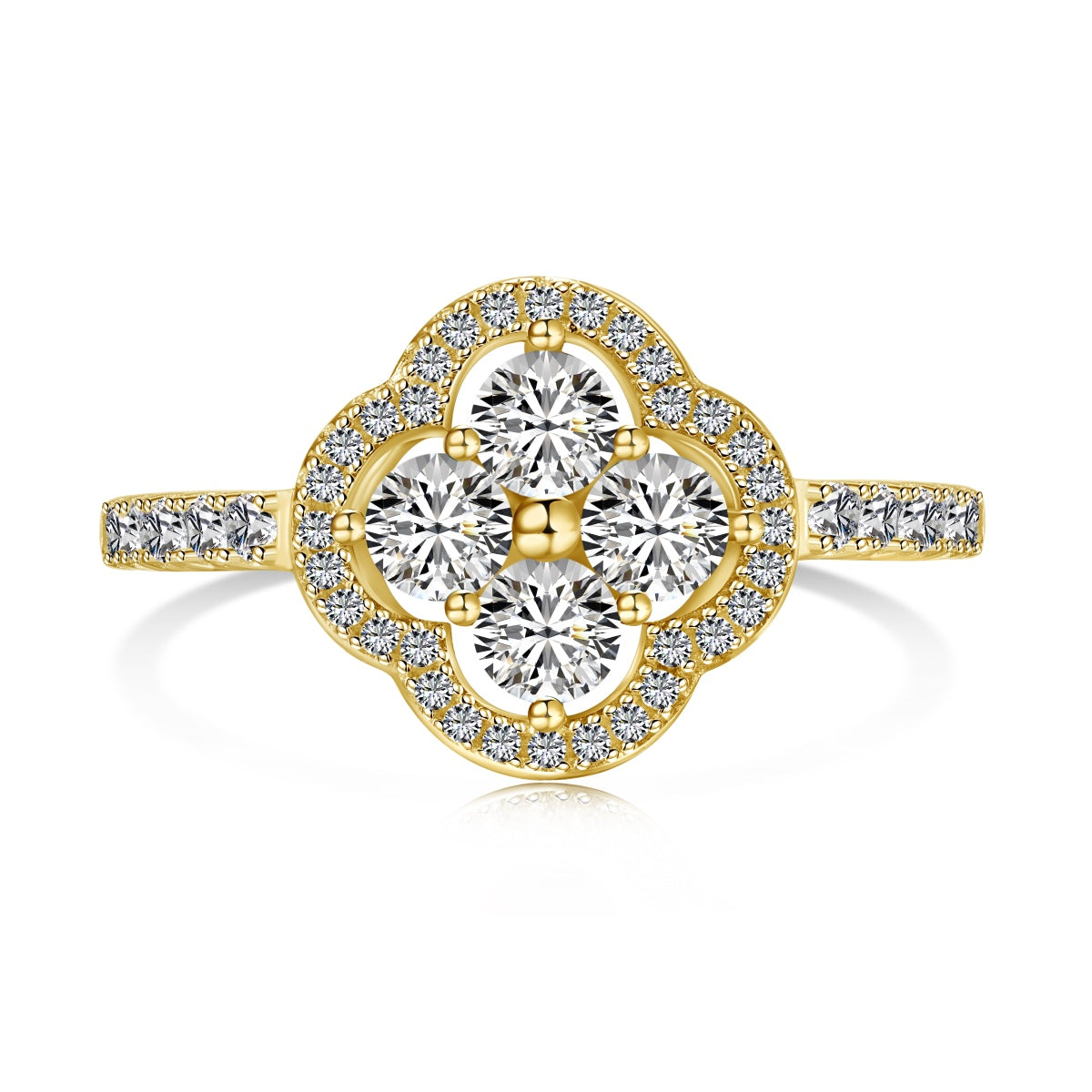 [Charm Aries Jewelry]Four Leaf Charm Aries Flower Design Ring