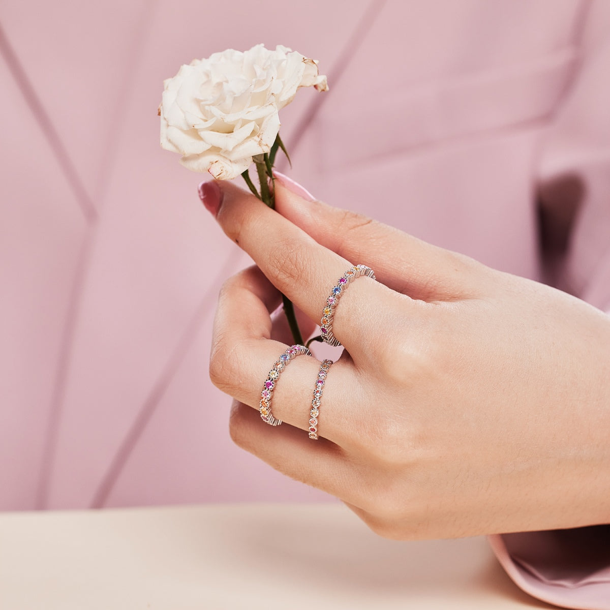 [Charm Aries Jewelry]Radiant Sparkling Round Cut Daily Ring