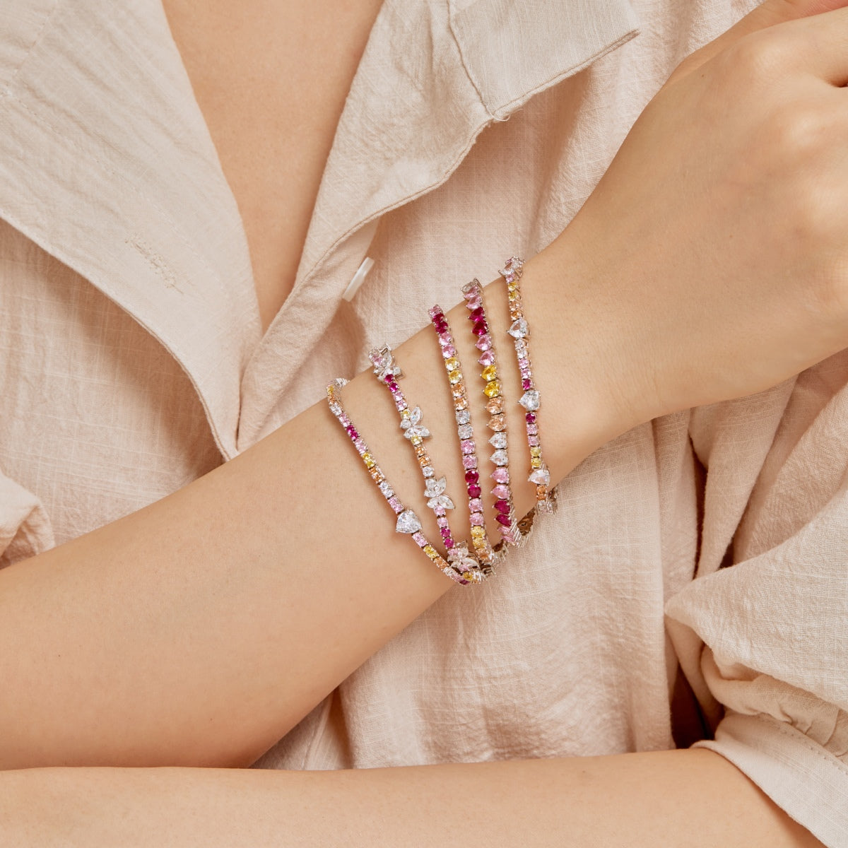 [Charm Aries Jewelry]Romantic Heart Shape Round Cut Lover Bracelet