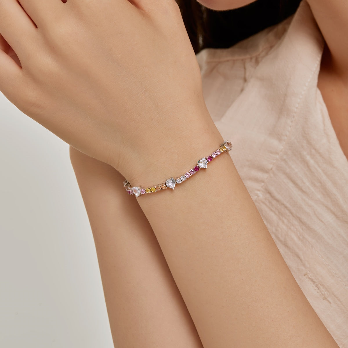[Charm Aries Jewelry]Romantic Heart Shape Round Cut Lover Bracelet