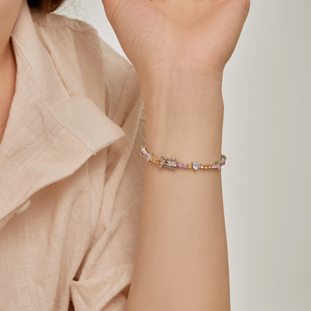 [Charm Aries Jewelry]Romantic Heart Shape Round Cut Lover Bracelet