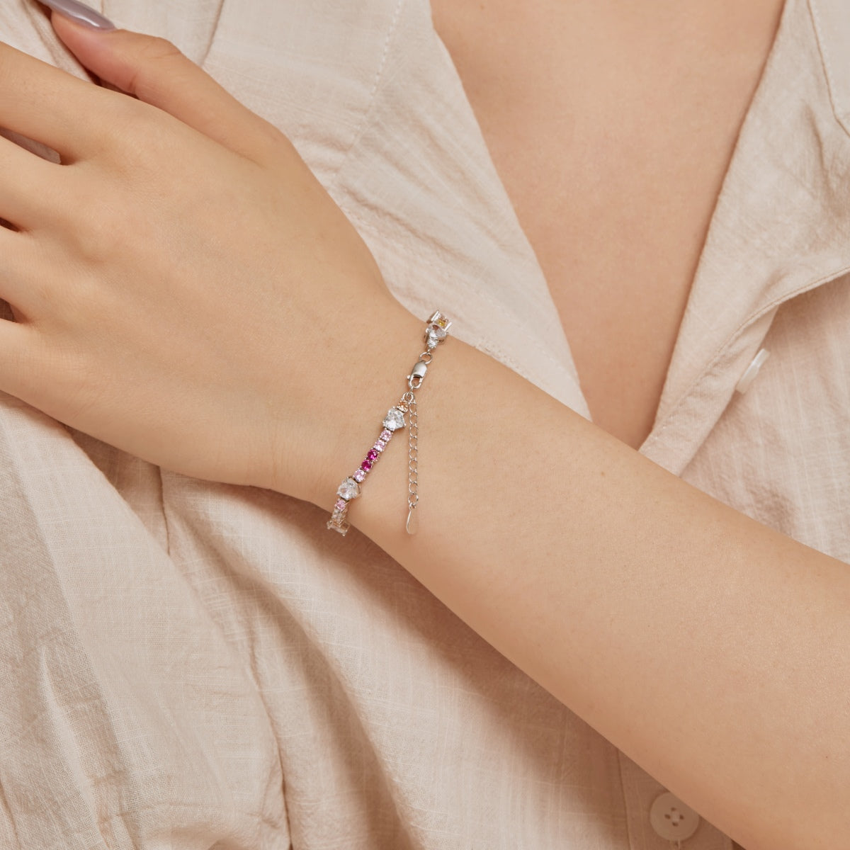 [Charm Aries Jewelry]Romantic Heart Shape Round Cut Lover Bracelet
