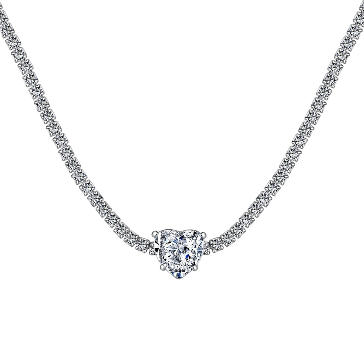 [Charm Aries Jewelry]2.0 Carat Sparkling Tennis Heart Cut Necklace