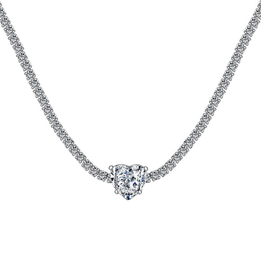 [Charm Aries Jewelry]2.0 Carat Sparkling Tennis Heart Cut Necklace