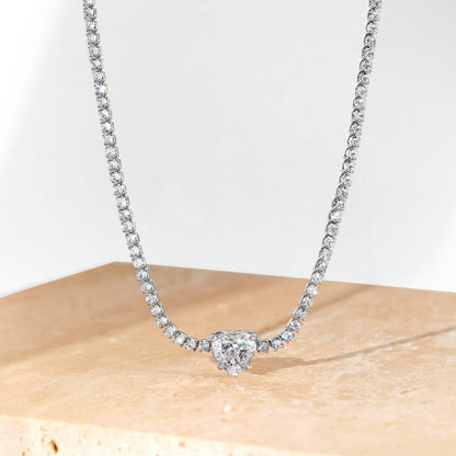 [Charm Aries Jewelry]2.0 Carat Sparkling Tennis Heart Cut Necklace