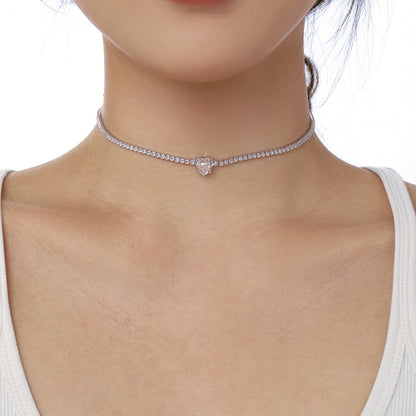 [Charm Aries Jewelry]2.0 Carat Sparkling Tennis Heart Cut Necklace