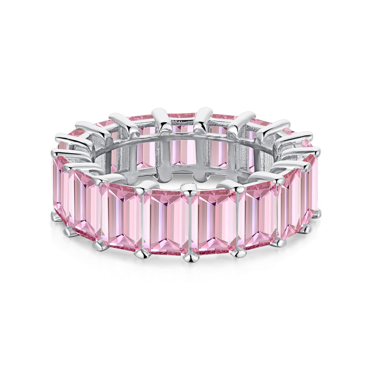 [Charm Aries Jewelry]0.75 Carat Elegant Emerald Cut Tennis Ring