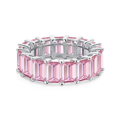 [Charm Aries Jewelry]0.75 Carat Elegant Emerald Cut Tennis Ring