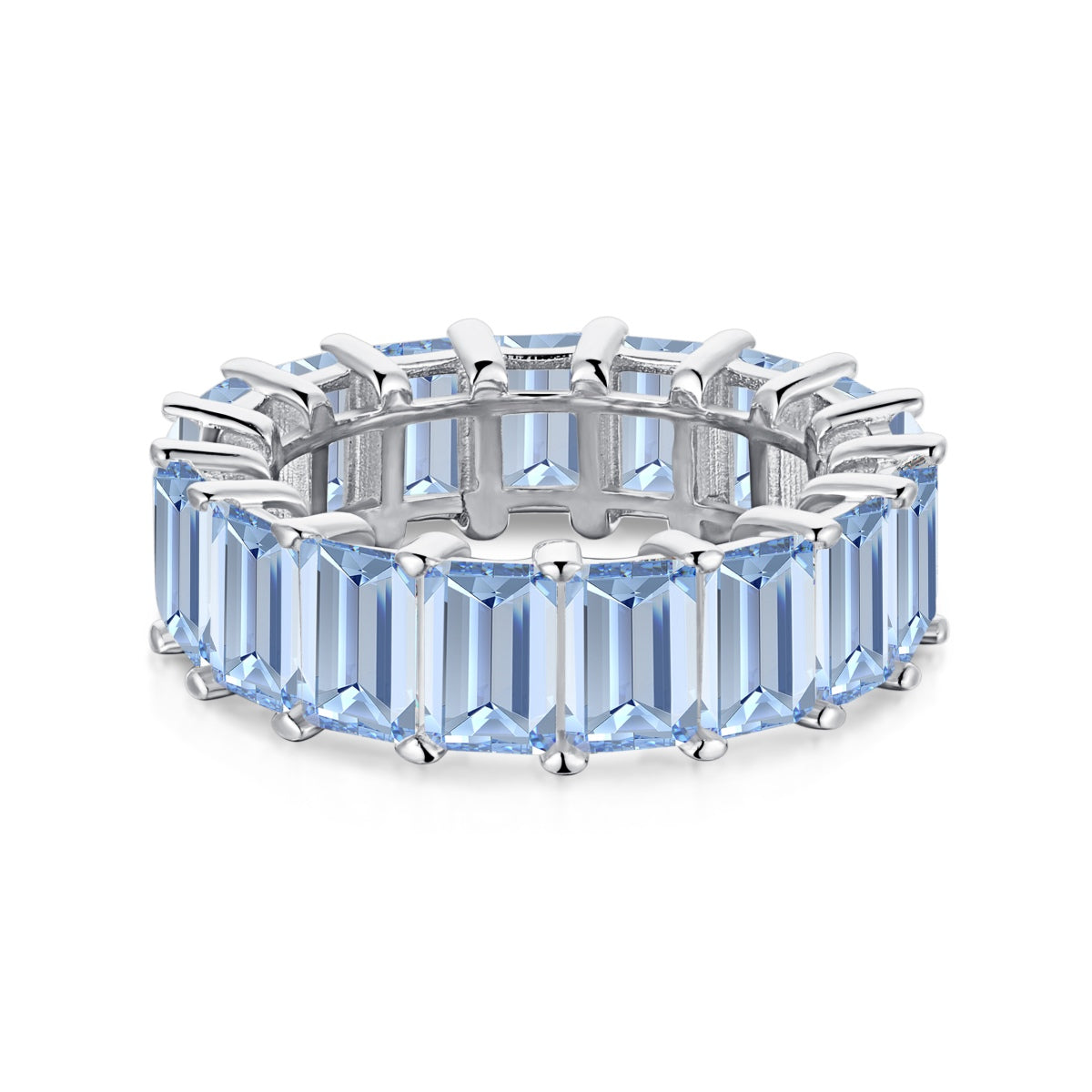 [Charm Aries Jewelry]0.75 Carat Elegant Emerald Cut Tennis Ring