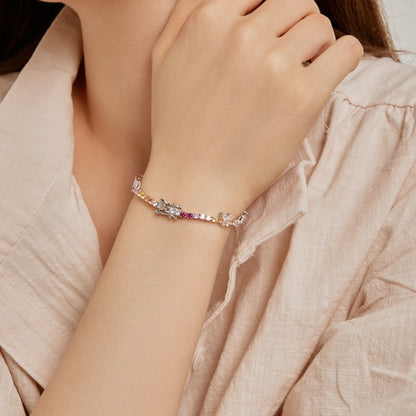 [Charm Aries Jewelry]Ornate Colorful Butterfly Shape Round Cut Daily Bracelet