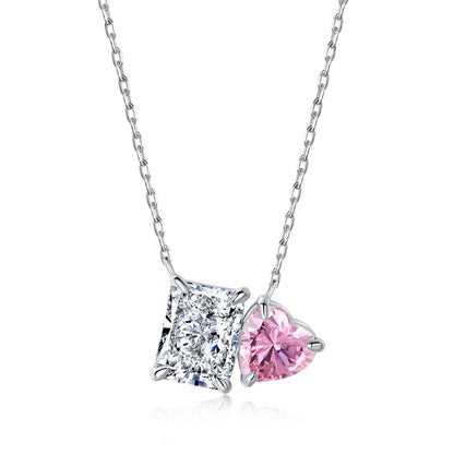 [Charm Aries Jewelry]Dazzling Square & Heart Shape Necklace