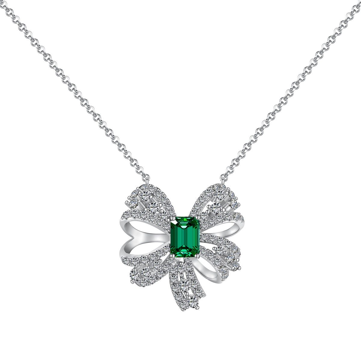 [Charm Aries Jewelry]Luxurious Flower Shape Emerald Cut Necklace
