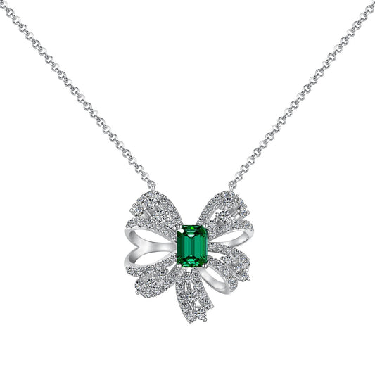 [Charm Aries Jewelry]Luxurious Flower Shape Emerald Cut Necklace