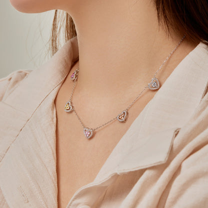 [Charm Aries Jewelry]Sparkling Five Heart Necklace