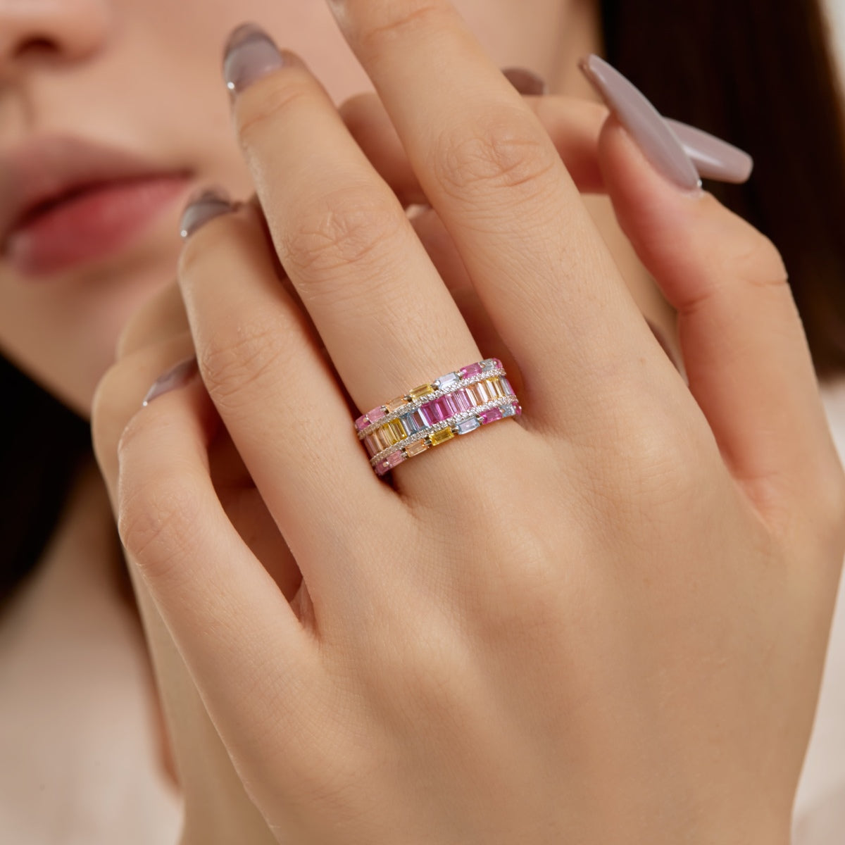 [Charm Aries Jewelry]Dazzling Colorful Radiant Cut Party Ring
