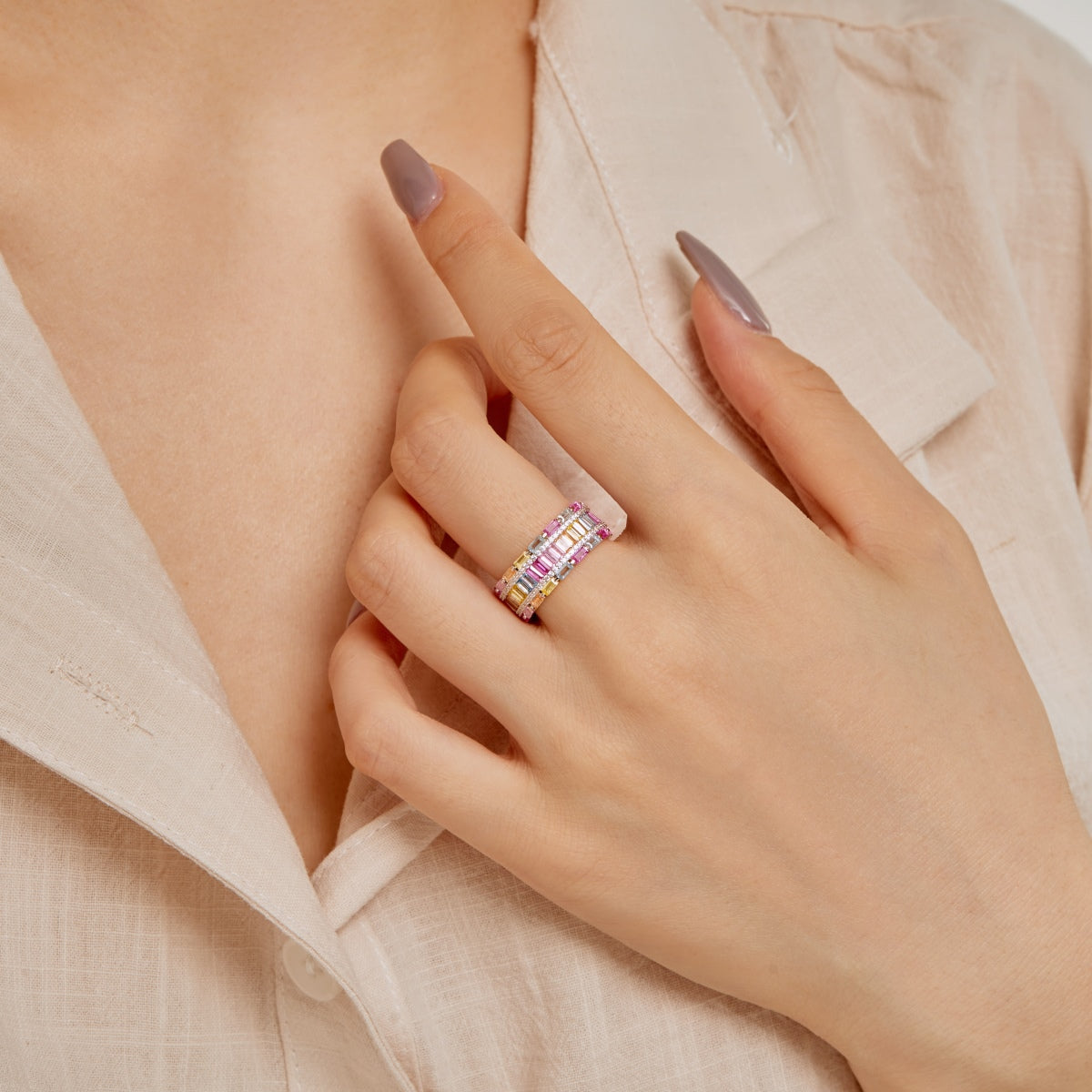 [Charm Aries Jewelry]Dazzling Colorful Radiant Cut Party Ring