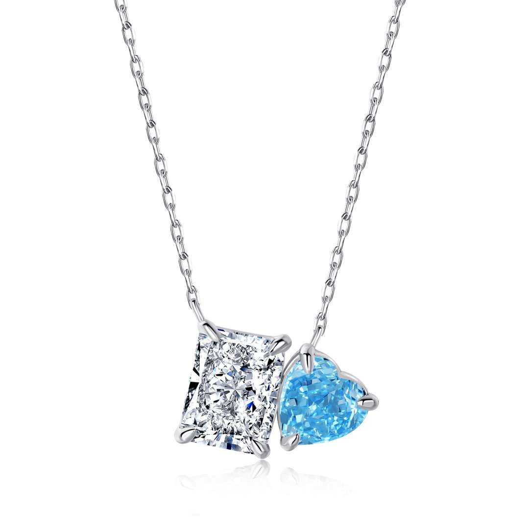 [Charm Aries Jewelry]Dazzling Square & Heart Shape Necklace
