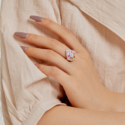 [Charm Aries Jewelry]Elegant Colorful Water Drop Shape Banquet Ring
