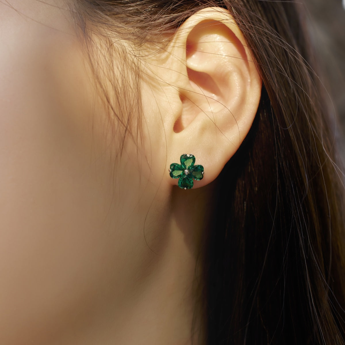 [Charm Aries Jewelry]Four-Leaf Charm Aries Ball Earrings
