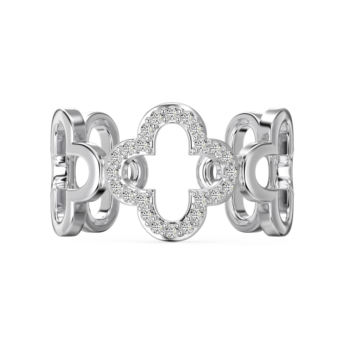 [Charm Aries Jewelry]Hollow Design Four-Leaf Charm Aries Flower Shape Ring