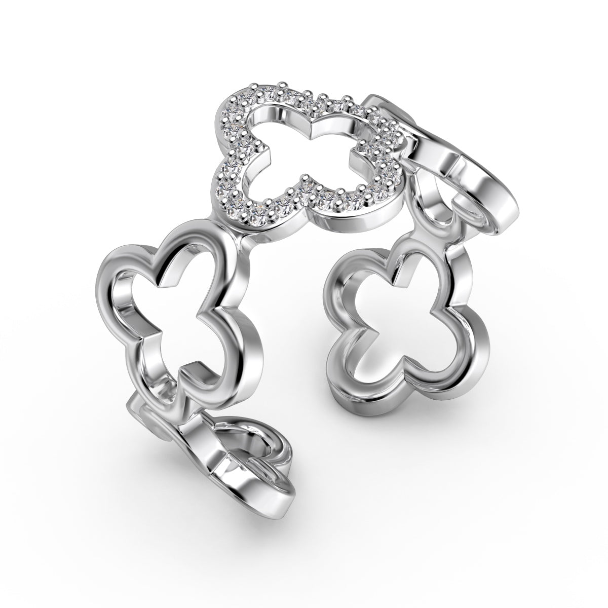 [Charm Aries Jewelry]Hollow Design Four-Leaf Charm Aries Flower Shape Ring