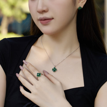 [Charm Aries Jewelry]Heart-shaped Four-Leaf Charm Aries Ball Ring