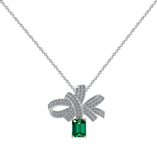 [Charm Aries Jewelry]Luxurious Flower Shape Emerald Cut Necklace