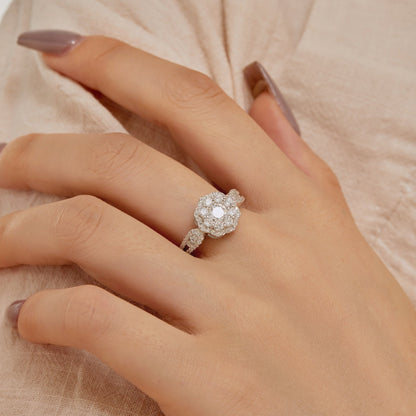 [Charm Aries Jewelry]Delicate Colorful Round Cut Flower Shape Wedding Ring