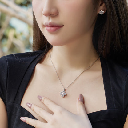 [Charm Aries Jewelry]Heart-Shaped Four-Leaf Charm Aries Bead Necklace