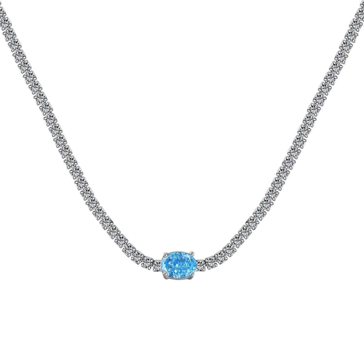 [Charm Aries Jewelry]1.0 Carat Shining Oval Cut Necklace