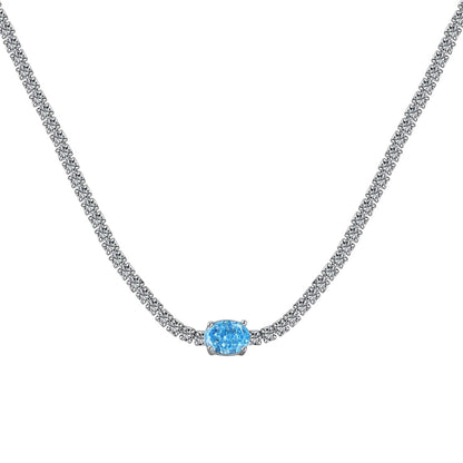 [Charm Aries Jewelry]1.0 Carat Shining Oval Cut Necklace