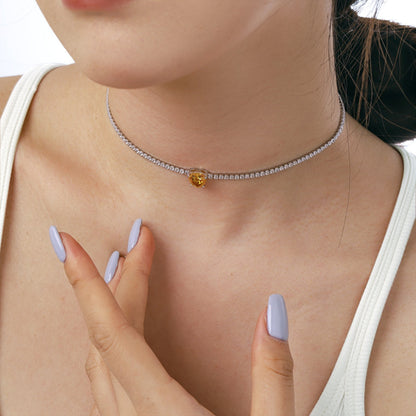 [Charm Aries Jewelry]2.0 Carat Sparkling Tennis Heart Cut Necklace